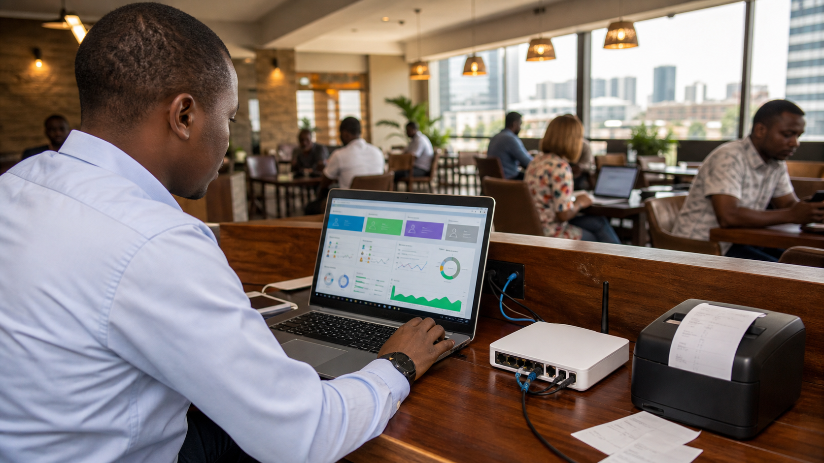 MikroTik hotspot billing dashboard for a Kenyan hotel guest WiFi network