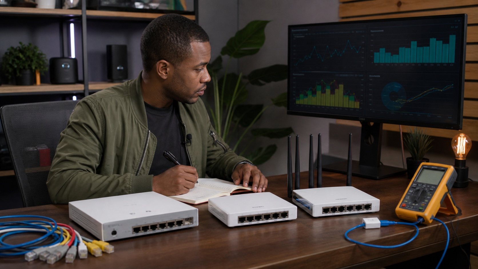 Kenyan technology reviewer comparing router performance and hardware options