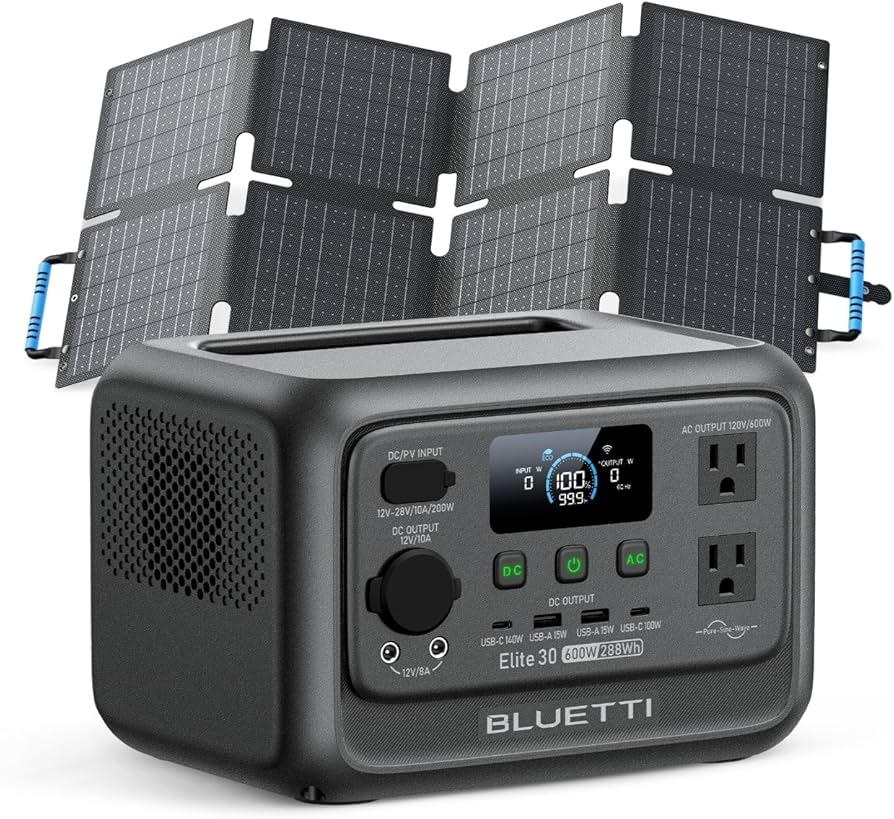 BLUETTI Black Elite 30 V2+100W | 600W 288Wh 100W Solar Kit